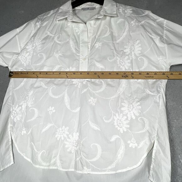 Whyci YC Milano Embroidered Top Sz 42 or Small White 3/4 Sleeve Made In Italy - Picture 8 of 14